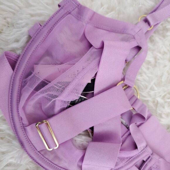 Victoria's Secret 38DD Lavender Cage harness unlined Balconet Very Sexy Bra - Picture 2 of 6